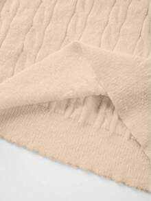 Áo len dài tay cổ tròn dệt xoắn tối giản màu trơn của FOR BEAUTY, áo len nữ thời trang vai rớt, thích hợp cho dịp năm mới và ngày Valentine. - Hoa Khaki - Xem 10