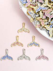 10pcs/Set Fashionable Multi-Color Crystal Studded Starfish/Fish Tail Pendant, Summer Beach Casual Vacation Necklace, Bracelet, Anklet, Earrings And Travel Souvenir DIY Marine Life Inspired Alloy Pendant - Perfect For Ocean Themed Decor - Starfish - View 3