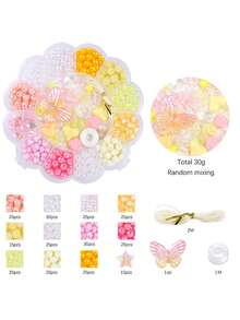 Acrylic Round Beads Box Kit, Pearl Beads Kit For Jewelry Making, DIY Bracelets Necklaces Rings, Friendship Gifts Mobile Phone Pendant Decorate Accessories