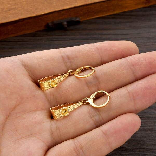 1 par de brincos dourados, adequados para meninas europeias e americanas, uso diário, joias para festas de aniversário, joias para casamento de noivas africanas