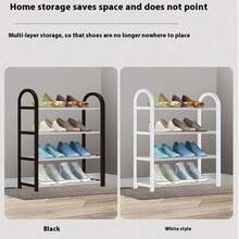 1pc 4-Tier Shoe Rack Organizer For Wardrobes, Stainless Steel, Shoe Rack For Front Entryways And Hallways, Floor Shoe Rack Cabinet Is Easy To Install And Saves Space, Freestanding Shoe Rack,Small Bedroom Shoe Rack . - Multicolor - View 10