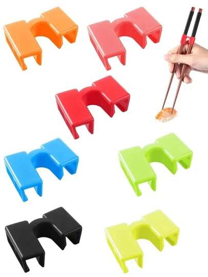 20个装塑料筷架，纯色可重复使用筷子辅助器，初学者训练工具，适合所有年龄段，可重复使用的厨房配件，帮助掌握筷子使用方法，餐饮服务工具