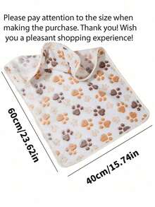 1 件宠物毯，温暖珊瑚绒爪印毯，适合猫狗，四季适用 - 灰色 - 查看 2