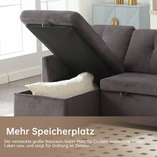 Sofa Bed Set - Dark Gray + Velvet + 3 Seat - View 5