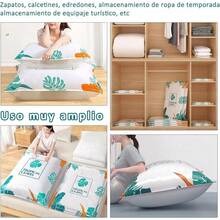 10 Piezas Bolsas de Almacenamiento al Vacío con Bomba Eléctrica, Bolsas de Compresión que Ahorran Espacio, Almacenamiento Reutilizable para Ropa, Almohadas y Edredones (flor) - follaje - Ver 4