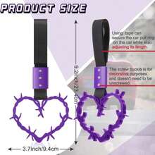 Fabbay 2 Pieces Heart Handle Keychains Car Accessory Heart Hand Strap Drift Charm For Car Interior Exterior Decoration(Purple,Thorns Style) - ColorF - 查看 2