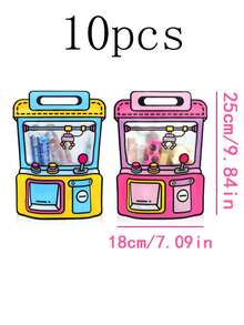 Set de 10 pungi cadou portabile pentru gustări, pungă de bomboane în formă de rucsac cu imprimeu de desene animate și fereastră transparentă, ideală pentru cadouri de petrecere și ambalaje pentru ocazii speciale, cum ar fi Paște, Ziua Îndrăgostiților, nunți și zile de naștere