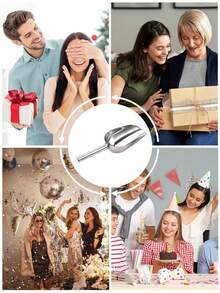 1 件不锈钢冰铲、面粉铲、咖啡铲、可重复使用冰勺、冰勺、大豆铲、冰糖铲、食物铲、米铲、原料铲、餐厅铲、面粉铲、猫粮铲、狗粮铲、节日派对工具、用于酒吧用品、厨房小工具也可以舀糖 - 銀色 - 查看 10