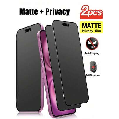 BOLLYMORE 2pcs Matte Privacy Screen Protector, Compatible With 17/16ProMax/16E/16Plus/15ProMax/14/13/12/11/17e, 2.5D Anti-Fingerprint Matte Privacy Screen Protector, Full Coverage, Ceramic Matte Screen Protector, 9H Anti-Peeping Matte Privacy Film