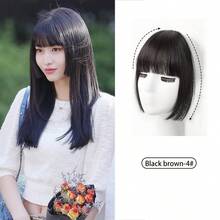 Extensión de cabello con pinzas estilo princesa con flequillo recto de borde ancho, capas y pinzas para uso diario para niñas