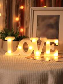 1pc LOVE Letter Shaped Home Decor Night Light, Indoor Bedroom Decor Heart-Shaped Night Lamp, Bedside Decor, Room Wall Decor Light, Suitable For Valentine's Day, Mother's Day Decor, Wedding Party Decor, Gift For Loved Ones - Yellow - View 3