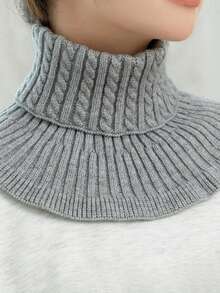 1pc Women Solid Color Knitted Neck Warmer, Knitted High Collar Scarf With Floral Trim, Thick Warm Neck Gaiter For Autumn/Winter, Multiple Colors Available, Casual & Versatile For Dress - Multicolor - View 15