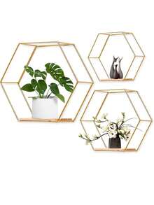 1 pièce Étagère murale hexagonale en métal de style nordique Ins, étagère de rangement murale créative pour le salon, la chambre à coucher