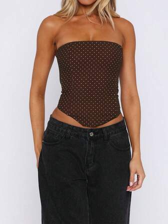 Women's Fashion New Elegant Polka Dot Basic Party Sexy Bandeau, Seamless, All Season