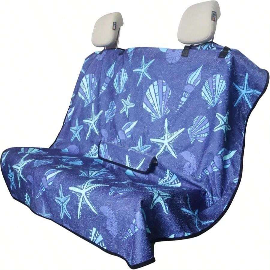 LoyaGour Back Seat Cover For Car Trucks Van SUV,Waterproof Rear Bench Towel Seat Covers For Dogs And Kids,Automotive Backseat Protector (Conch Shells Starfish) - MàuJ - Xem 1