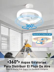 1PC 50W Luz LED 360° oscilante para ventilador, luz para ventilador de techo, ventilador de techo pequeño con mando a distancia, con función de temporizador, tres velocidades de viento, tres temperaturas de color, E27, para dormitorio estudio cuarto de baño - Tipo de Enchufe A USA (110-127V) - Ver 6