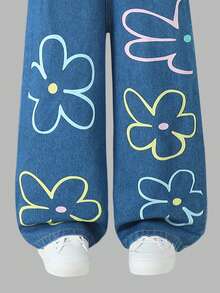 女童可爱花卉印花牛仔连体裤，2025年秋季新品系列