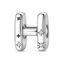 Easvnya S925 Silver-Plated A-Z 26-Letter Silver Star Beaded Daily Versatile Pendant, Commuting Small Pendant Suitable For Original Bracelets And Necklaces, Simple And Fashionable Pendant DIY Jewelry Making, Buy Your Favorite Letters To Form Your Own Birthday Or Name, Women's Birthday, Holiday Party Gifts