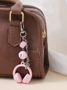 1 pieza Llavero con pendiente de auriculares, pendiente personalizado con nota musical/estrella/bola de billar 8/dado - Regalo de moda y minimalista, adecuado para mujeres y adolescentes amantes de la música como accesorio de cumpleaños, excelente para regalos diarios y festivos