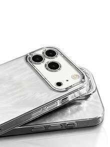 Minimalistische Telefonhülle aus silberner Federgaze im koreanischen Stil für iPhone 17 Pro Max 17 Air Advanced, All-Inclusive-Schutzhülle gegen Herunterfallen - Transparent - Übersicht 7