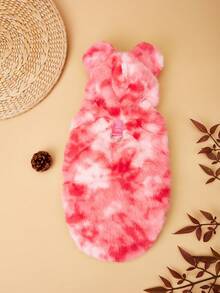 Giacca in pelliccia di coniglio tie-dye, felpa con cappuccio calda, gilet di moda, indumenti per animali domestici in pile antivento adatti per gatti e cani di taglia media e piccola, autunno/inverno