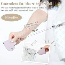 人造革心形钥匙扣 个性化心形钥匙圈 可伸缩钥匙链 情人节礼物 女士钱包 迷你钱包 小钱包 可爱钱包 钱包钥匙扣 - 彩色 - 查看 6