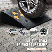 Rubber Curb Ramps, 2 Pack, 5 Inch Lift Height, Heavy Duty, 33069 Lbs/15 T Capacity, Threshold Ramps, Driveway Ramps With Stable Grid Structure For Cars, Wheelchairs, Bicycles, Motorcycles - 5 Inches - View 2