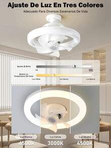 1PC 50W Luz LED 360° oscilante para ventilador, luz para ventilador de techo, ventilador de techo pequeño con mando a distancia, con función de temporizador, tres velocidades de viento, tres temperaturas de color, E27, para dormitorio estudio cuarto de baño - Tipo de Enchufe A USA (110-127V) - Ver 4