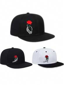 1pc Men's Street Hip-Hop Baseball Cap Halloween Rose Skull Embroidery Design Breathable Material Baseball Cap & Sun Hat Outdoor Sports Adjustable Sun Hat Hiking Casual Street Fashion Hat Summer Beach Hat Unisex Versatile Dad Hat Multiple Colors Available