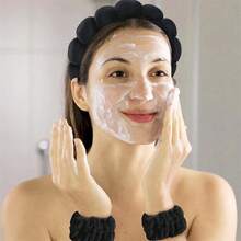 1 pieza Diadema de terciopelo azul para mujer, accesorios para el cabello minimalistas de corona alta para lavarse la cara, envoltorio de ducha lindo