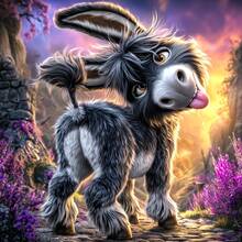 5D Diamond Painting Kit, Mischievous Donkey, 5D Diamond Painting Full Artificial Rhinestone Mosaic Painting Kit, Painting Set For Beginners, Handmade DIY Diamond Painting Gemstone Art Home Wall Decor Gift - Nhiều màu - Xem 1