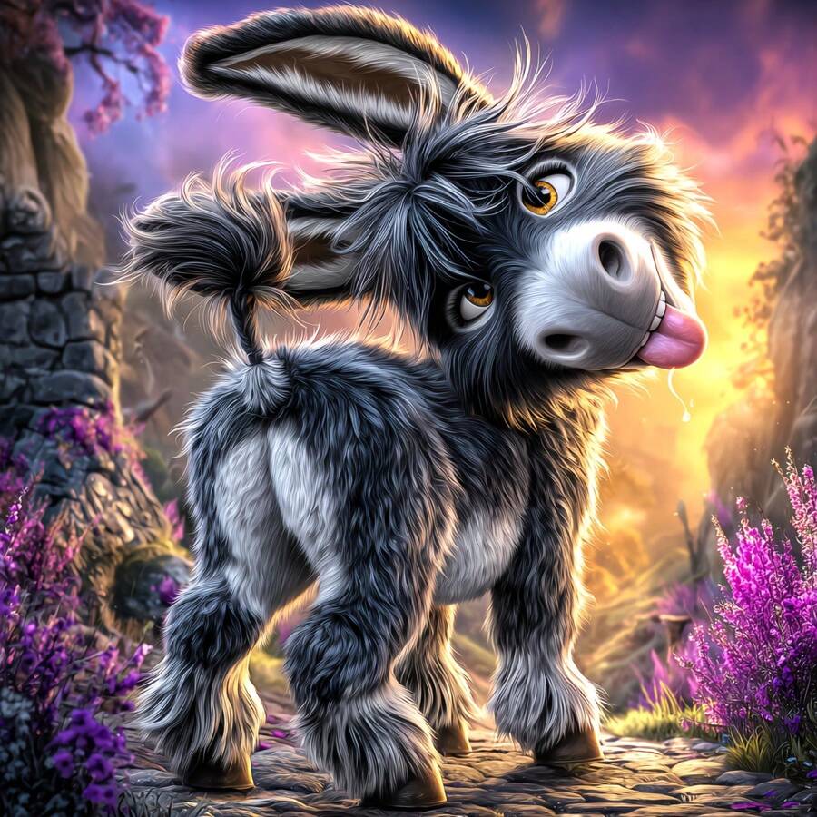 5D Diamond Painting Kit, Mischievous Donkey, 5D Diamond Painting Full Artificial Rhinestone Mosaic Painting Kit, Painting Set For Beginners, Handmade DIY Diamond Painting Gemstone Art Home Wall Decor Gift - Nhiều màu - Xem 1