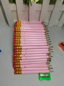 10/20/30pcs Pink Mini Pencil With Eraser, 4 Inch/10cm HB Hexagon Golf Pencil For School, Office, Gift, Wedding Back To School