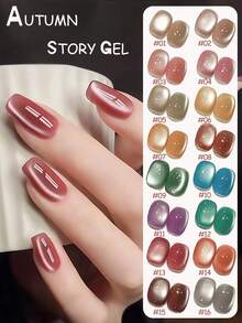 MISS SHAKA 10ml Autumn Story Ice Transparent Pink Red Gold Blue Brown Glass Bead Cat's Eye Gel Nail Polish 2025 Autumn Winter Nails Y2K Nails Popular Whitening Mirror Moonlight Porcelain White Cat's Eye Nail Salon Home Diy Nail Art Nail Supplies Christmas Nails