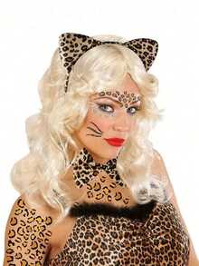 3pcs Cross-Border Cute And Fun Leopard Print Adult And Small Three Pieces Set Props, Cat Ear Headband, Tail, Bow, Suitable For Various Festival And Party Outfit Props.