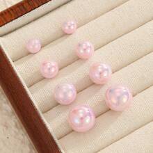 1 Paar Meerjungfrau Rosa Perlen Ohrstecker, eleganter minimalistischer süßer Stil, koreanisch schicke vielseitige kleine Ohrringe für den täglichen Gebrauch