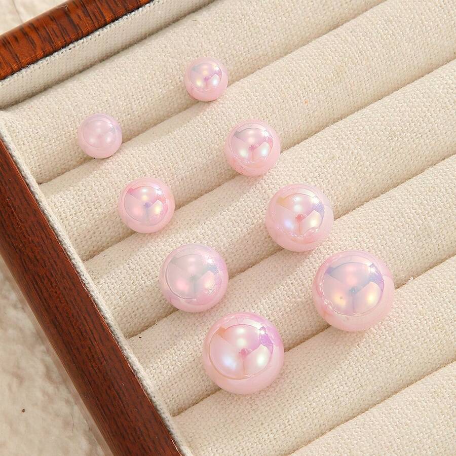 1 Paar Meerjungfrau Rosa Perlen Ohrstecker, eleganter minimalistischer süßer Stil, koreanisch schicke vielseitige kleine Ohrringe für den täglichen Gebrauch