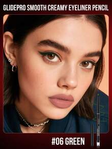 Misslyn Lápis Delineador Cremoso Suave POWERLAB-GlidePro, Delineador, Maquiagem para os Olhos, Textura Suave e Cremosa, Colorido, À Prova d'Água, À Prova de Suor, À Prova de Borrões, Maquiagem de Longa Duração, Altamente Pigmentado, Com Apontador Embutido, Olhos Esfumados, Multifuncional, Uso Múltiplo, Fácil para Iniciantes, Festa, Transporte, Custo-Efetivo, Formatura, Verão, Outono, Viagem, Presente, Moda Personalizada, Presente, Vegano e Livre de Crueldade - #06 Verde - Visão 4