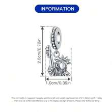 1 Pc Silver Plated Bead Charm Travel Elements Statue Of Liberty Pendant For Original Bracelet Necklace DIY Jewelry Making Fit Birthday Gifts Women Gift