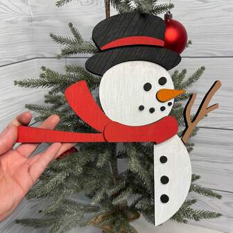 2D Flat, Charming Wooden Snowman Door Corner Decoration - Perfect Christmas Decoration And Gift, Suitable For Front Doors, Indoors, Outdoors, Christmas Little Snowman Door Corner Decoration