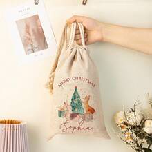 1 pièce Sac personnalisé du Père Noël, Sac cadeau du Père Noël, Sac de Noël, Sac cadeau de fête, Sac de Noël avec nom, Grand sac du Père Noël, Sac de Noël familial, Fournitures de cadeaux de Noël - Blanc - Voir 4