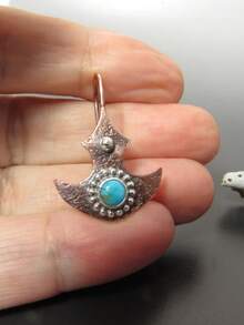 2pcs Elegant Boho Anchor Shaped Mixed Copper, Silver, Faux Turquoise Metal Earrings, Suitable For Vacation, Travel, Gifts