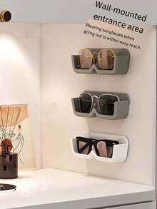 1/2/3 Stücke Acryl Brillenhalter, wandmontierter Brillen Aufbewahrungsorganizer mit rückstandsfreien Klebestreifen, geeignet für Schlafzimmer, Wohnzimmer, Büro, Studentenwohnheim, Brillengeschäft Präsentation, 17,5*5,8*3,5cm