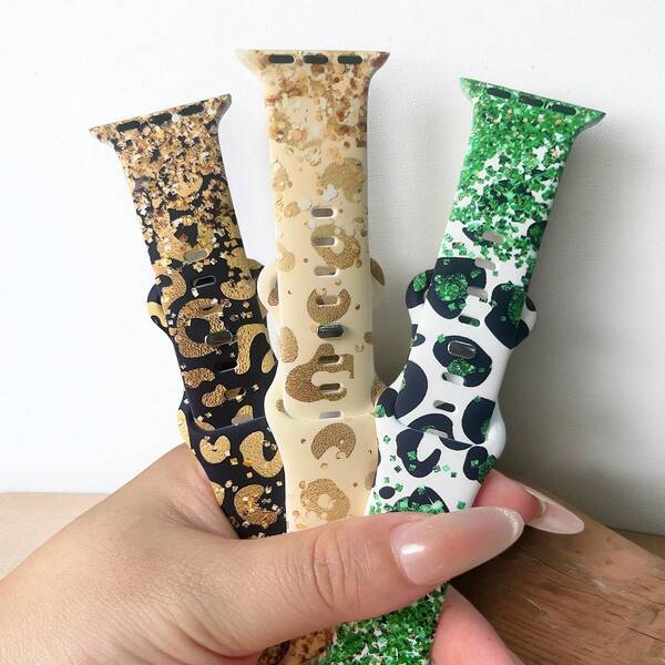 1pc Fashion Minimalist Leopard Print Silicone Watch Band, Compatible With Apple Watch 38mm, 40mm, 41mm, 42mm, 44mm, 45mm, 49mm, Comfortable & Soft, Replacement For Watch Series Ultra 2 SE 10 9 8 7 6 5 4 3 2 1, Great Gift