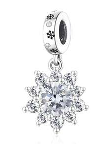 HuooNew 1 Stück exquisiter 925er Sterling Silber Schmuck, mit Zirkonia besetzt, Weihnachtsschneeflocken, Silberschmuck, Schmuck für Frauen, Geburtstagsgeschenk, Weihnachtsgeschenk