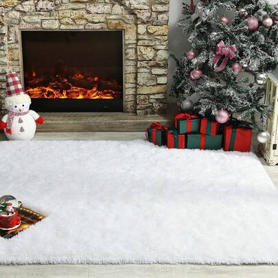 Minimalist Solid-Color Plush Area Rug With Fluffy, Soft Pile For A Warm, Delicate Feel Underfoot. Features A TPR Anti-Slip Backing, Perfect For Decorating Bedrooms, Living Rooms, Studies, And Apartments.