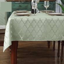 Mantel de poliéster con patrón de flores, a prueba de derrames, polvo y resistente a las arrugas, para decoración de mesa de cocina, comedor (rectangular/oblongo, 152.4 x 259.08 cm (8-10 asientos), - Salvia verde - Ver 13