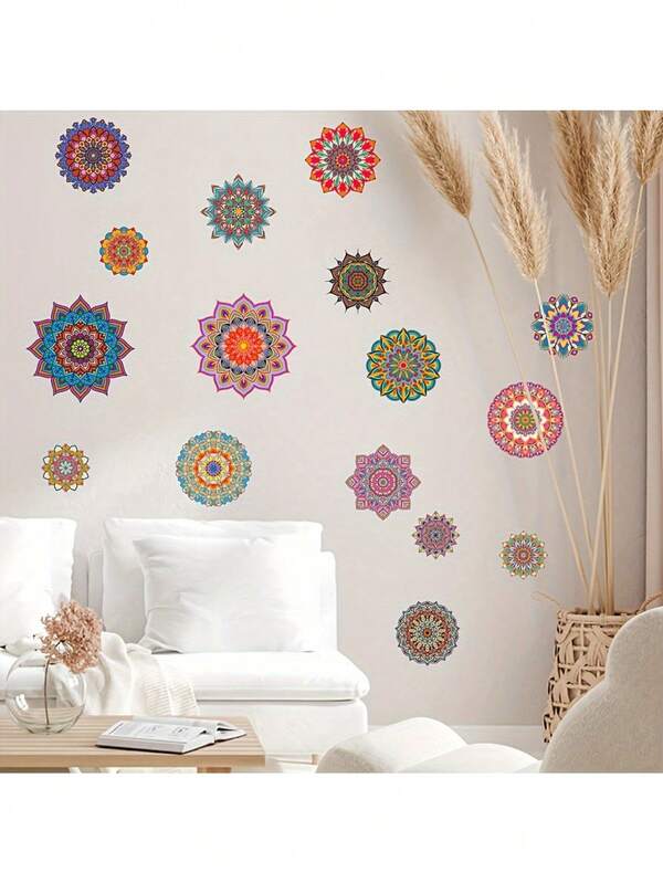 1pc Wall Stickers Colorful Mandala Decorative Stickers PVC Stickers Removable Self-Adhesive Easy-To-Tear Stickers Home Decoration Make Your Life A New Look Holiday Decoration Stickers Birthday Graduation Gifts Wall Decor Room Decor