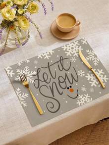 1 pièce/4 pièces/6 pièces/60 pièces Sets de table en lin bonhomme de neige de Noël, sets de table d'hiver de Noël, Joyeux Noël, convient pour la maison, le restaurant, la décoration de table à manger, articles ménagers