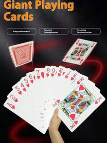 1副巨型扑克牌套装 - 超大尺寸扑克牌，适合派对和节日 - 耐用超大经典纸牌游戏，适合14岁以上青少年及成人 - 高品质纸质材料，互动式家庭娱乐 - 彩色 - 查看 3